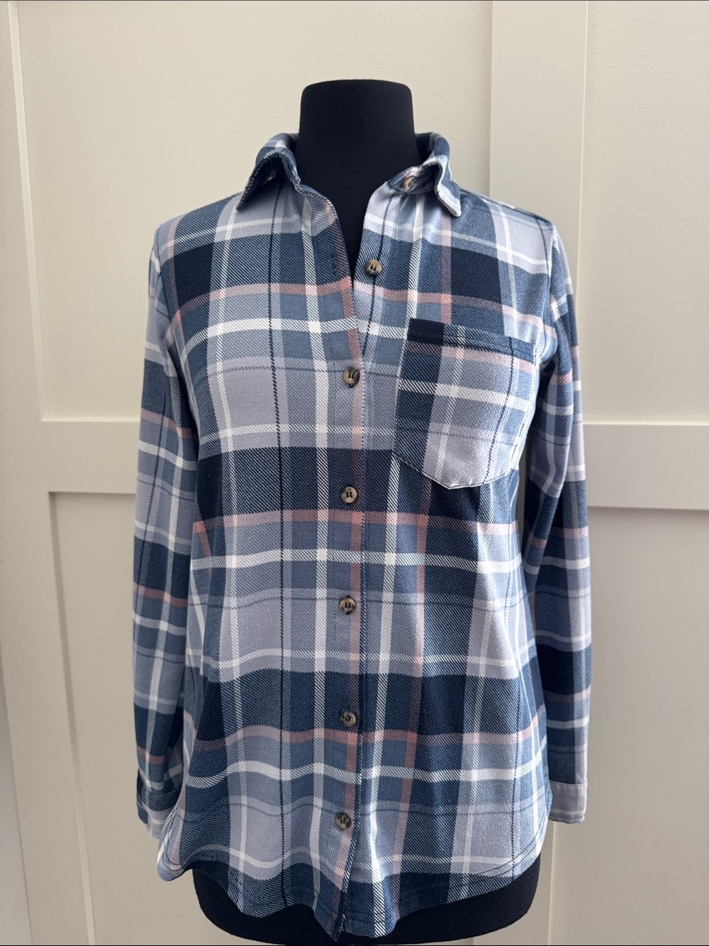 Bluenotes Blue and Pink Plaid Button-Down Shirt